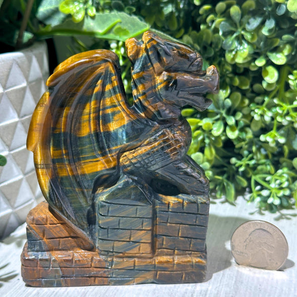 Natural Iron Tigers Eye Crystal Dragon