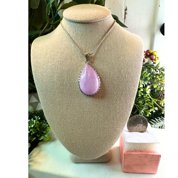 Pink Kunzite Crystal Pendant Necklace