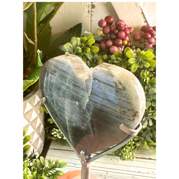 Purple Labradorite Crystal Heart