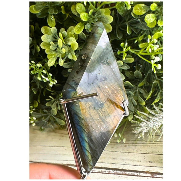 Labradorite Rhombus With Metal Stand