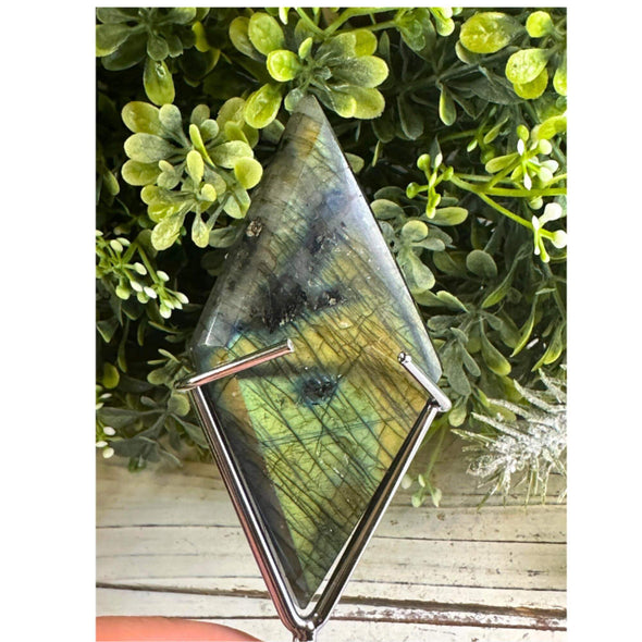 Labradorite Rhombus With Metal Stand