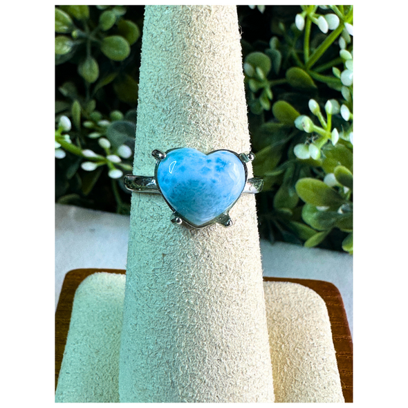 Natural Blue Larimar Adjustable Ring