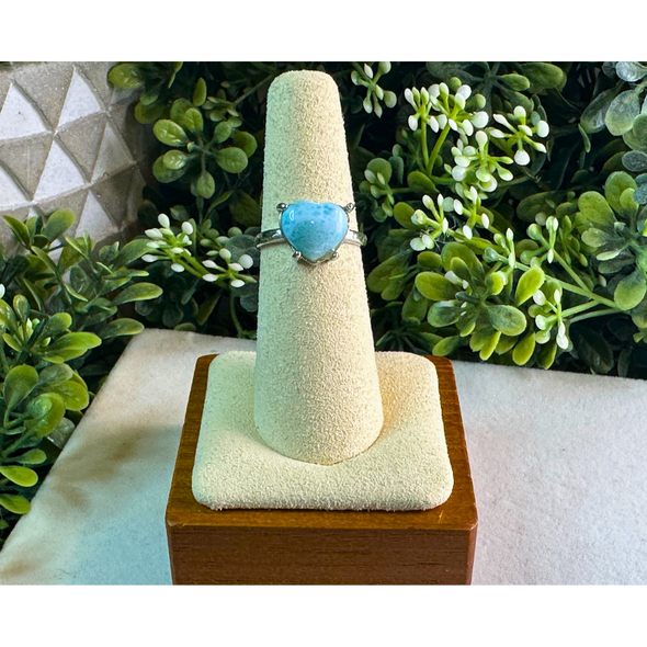 Natural Blue Larimar Adjustable Ring