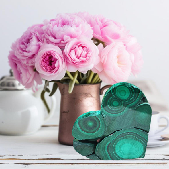Raw Natural Malachite Crystal Heart