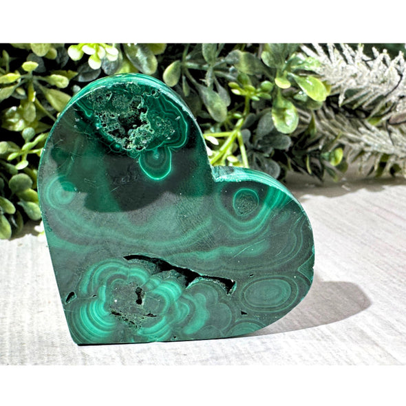 Raw Natural Malachite Crystal Heart