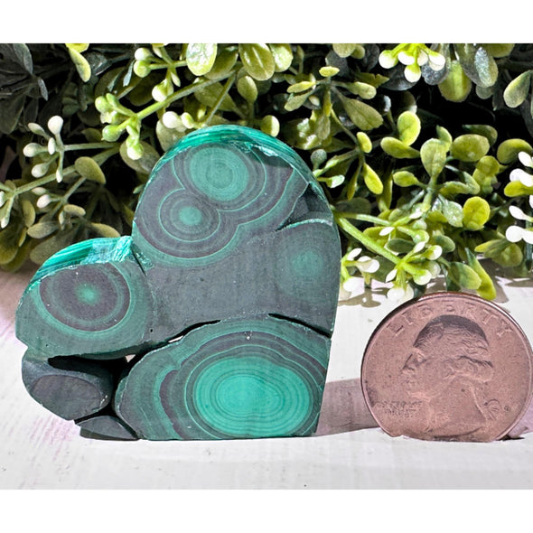 Raw Natural Malachite Crystal Heart