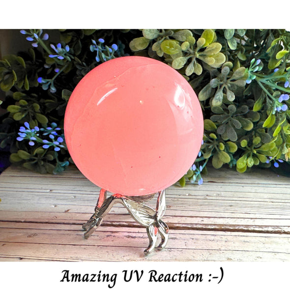 Pink Mangano UV Reactive Crystal Sphere