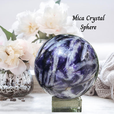 Natural Purple Mica Lepidolite Crystal Sphere
