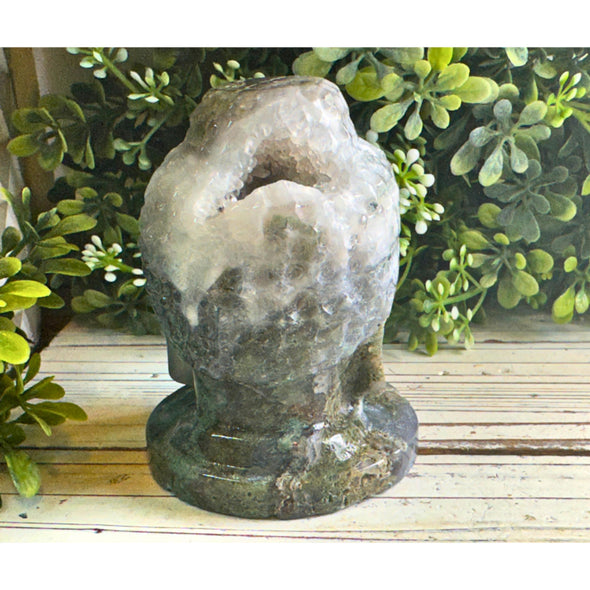 Natural Moss Agate Buddha Carving