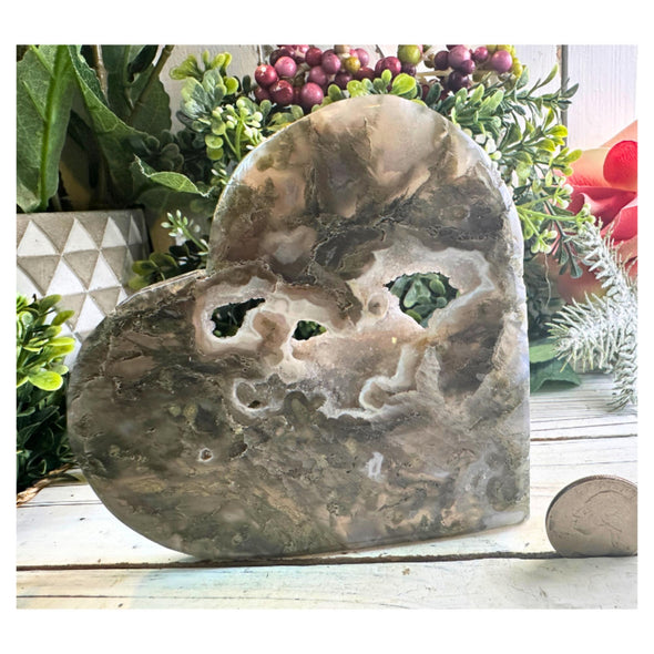 Moss Agate Heart Shaped Crystal