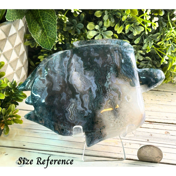 Natural Green Moss Agate Sea Turtle