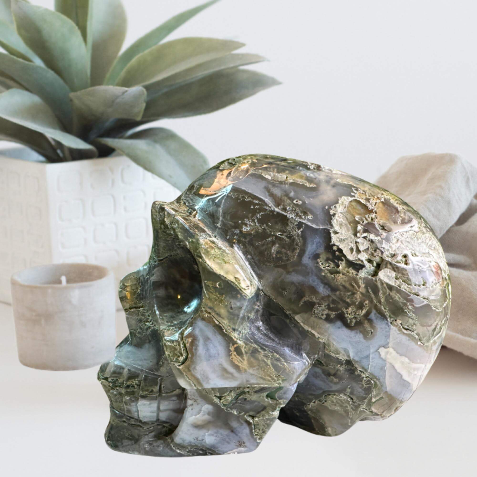 Moss Agate Skulls, Large Druzy Skulls, All outlet Natural, Metaphysical