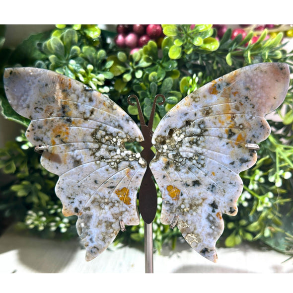 Orbicular Ocean Jasper Crystal Butterly Wings