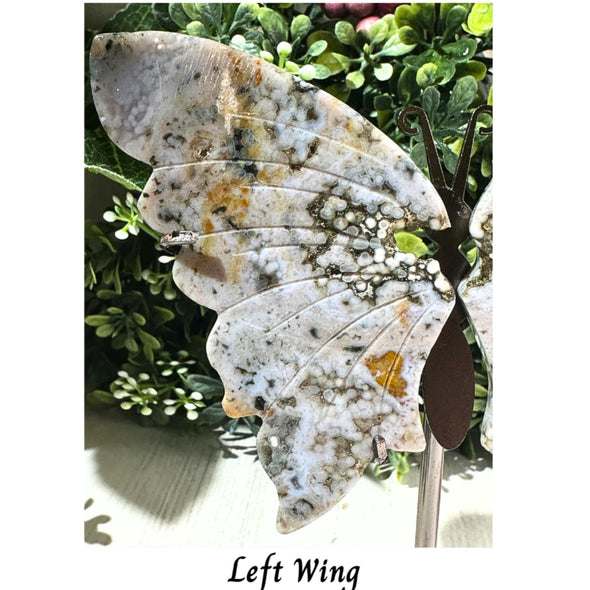 Orbicular Ocean Jasper Crystal Butterly Wings