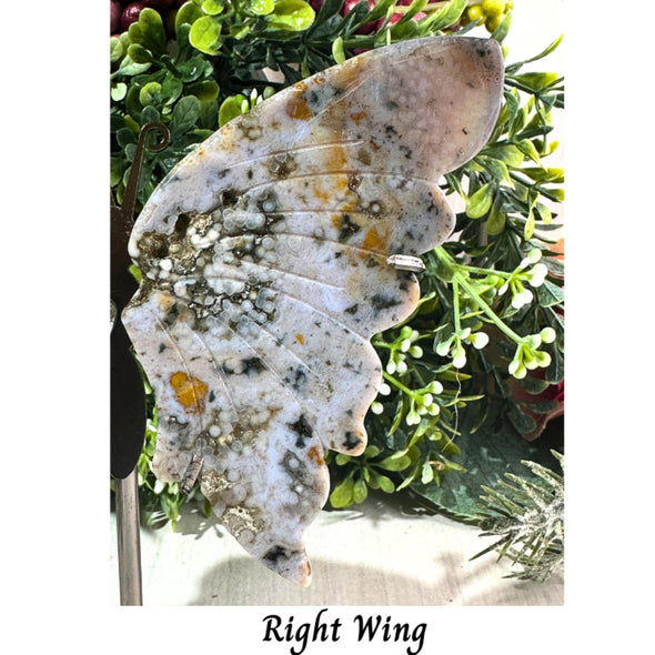 Orbicular Ocean Jasper Crystal Butterly Wings