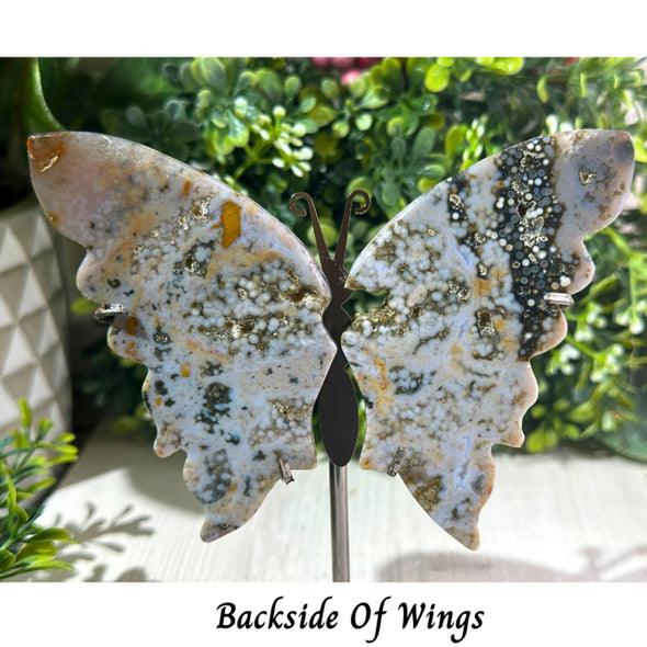 Orbicular Ocean Jasper Crystal Butterly Wings