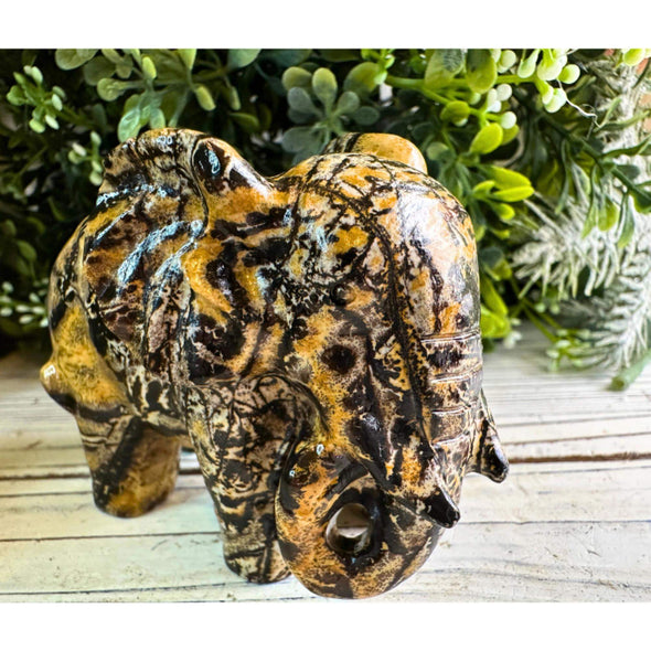 Picture Stone Jasper Elephant Carving