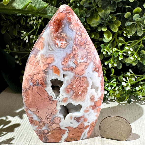 Natural Druzy Pink Agate Crystal Freeform