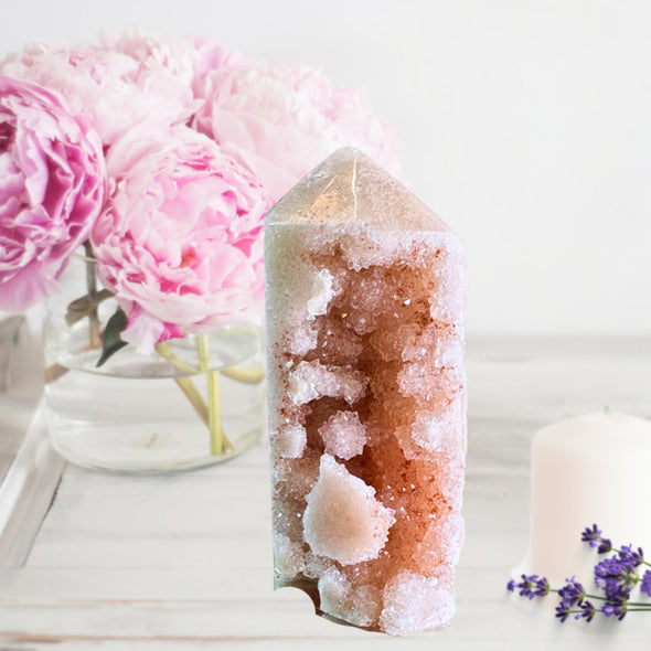 Enchanting Pink Amethyst Geode Tower