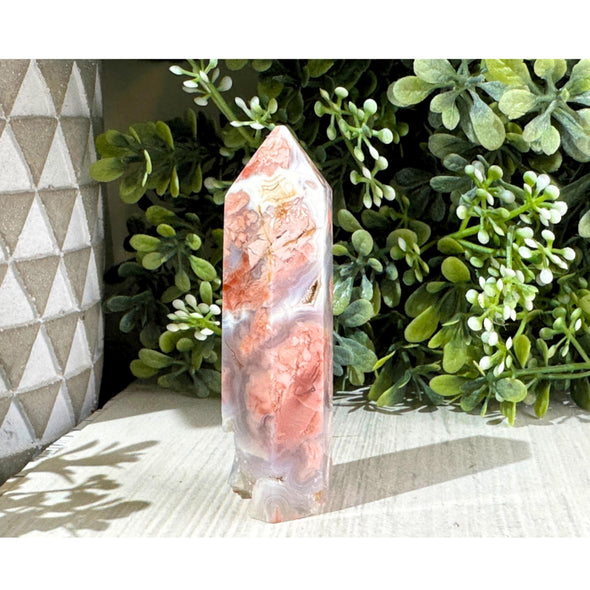 Natural Druzy Pink Agate Crystal Point