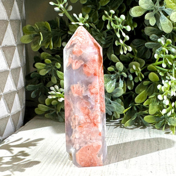 Natural Druzy Pink Agate Crystal Point