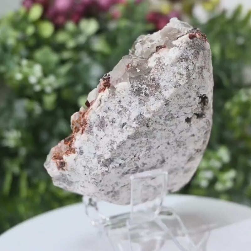 Natural Garnet Smoky Quartz crystal specimen with vibrant garnet crystals and smoky quartz matrix