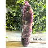 Purple Mica with Quartz Skull Tower – A unique crystal tower combining mica and quartz for grounding, and clarity.