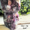 Purple Mica with Quartz Skull Tower – A unique crystal tower combining mica and quartz for grounding, and clarity.