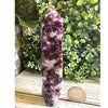 Purple Mica with Quartz Skull Tower – A unique crystal tower combining mica and quartz for grounding, and clarity.