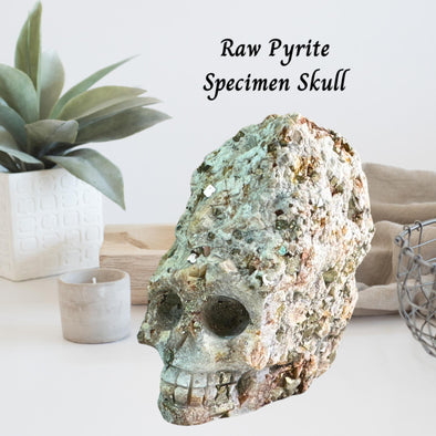 Raw Pyrite Specimen With Quartz Skull