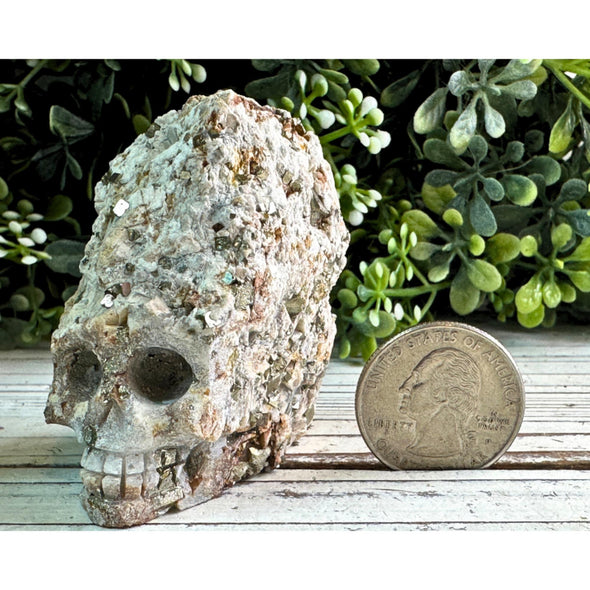 Raw Pyrite Specimen With Quartz Skull