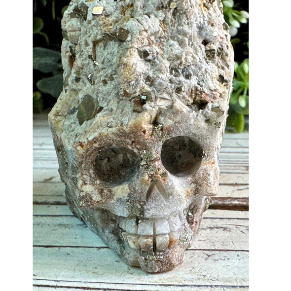 Raw Pyrite Specimen With Quartz Skull