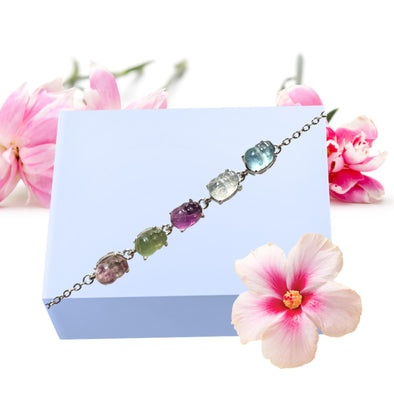 Genuine Rainbow Fluorite Crystal Bracelet