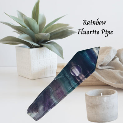 Handmade Rainbow Fluorite Gemstone Pipe