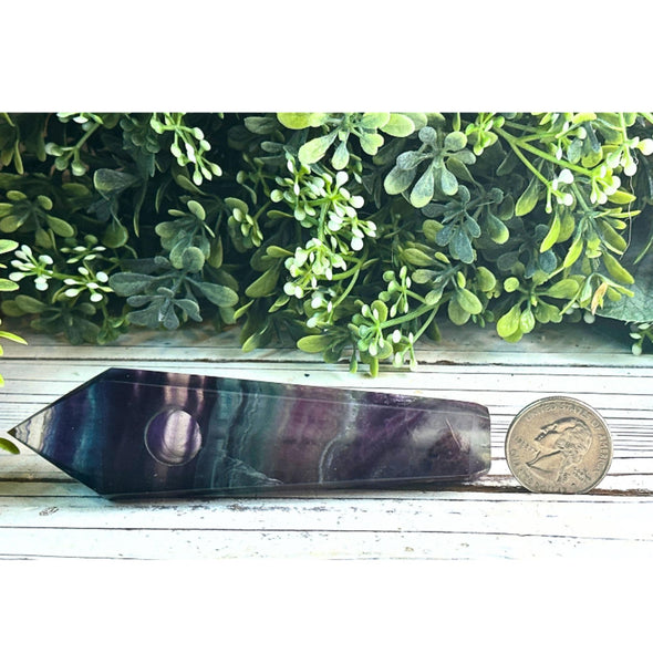 Handmade Rainbow Fluorite Gemstone Pipe