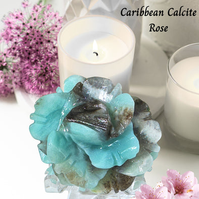 Genuine Caribbean Calcite Rose Carving