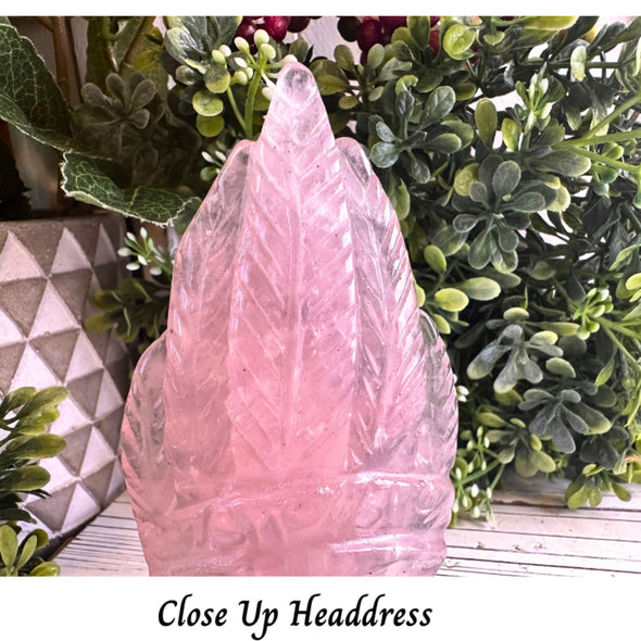 Rose Quartz Crystal Indian Skull