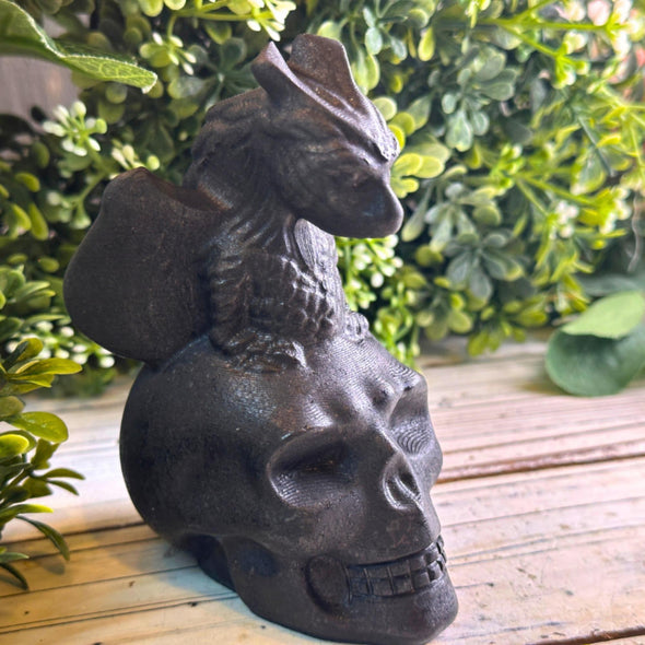 Shungite Skull And Dragon Carving