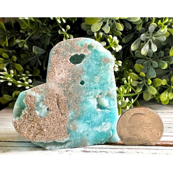 Blue Smithsonite Crystal Heart Carving