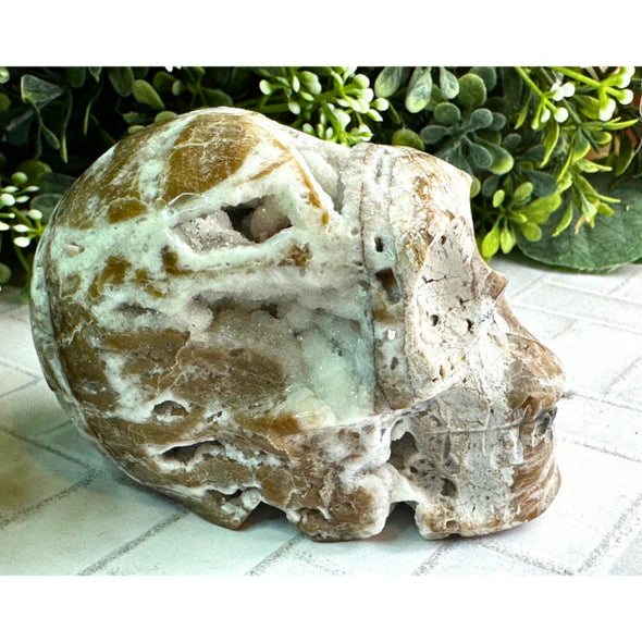 Natural Sphalerite Druzy Crystal Skull