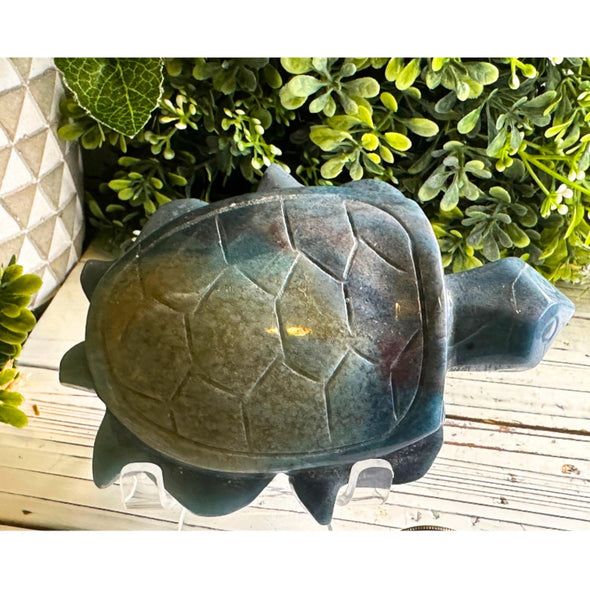 Blue Trolleite Sea Turtle Carving