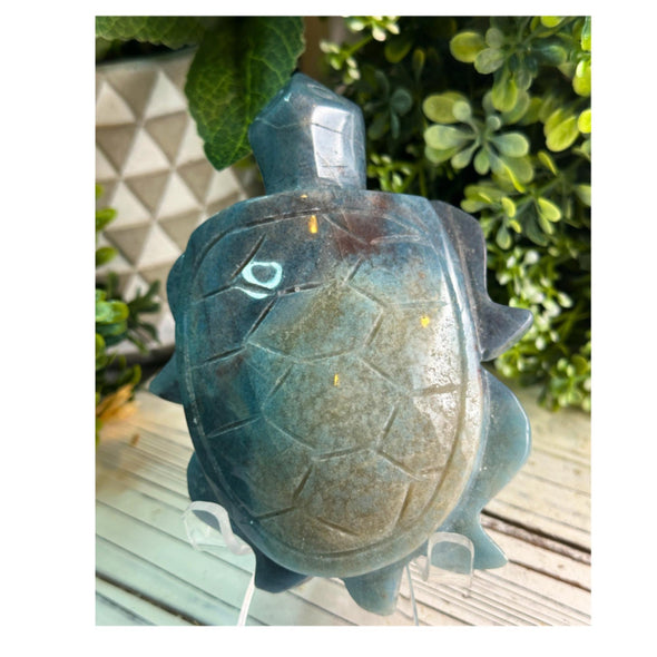 Blue Trolleite Sea Turtle Carving