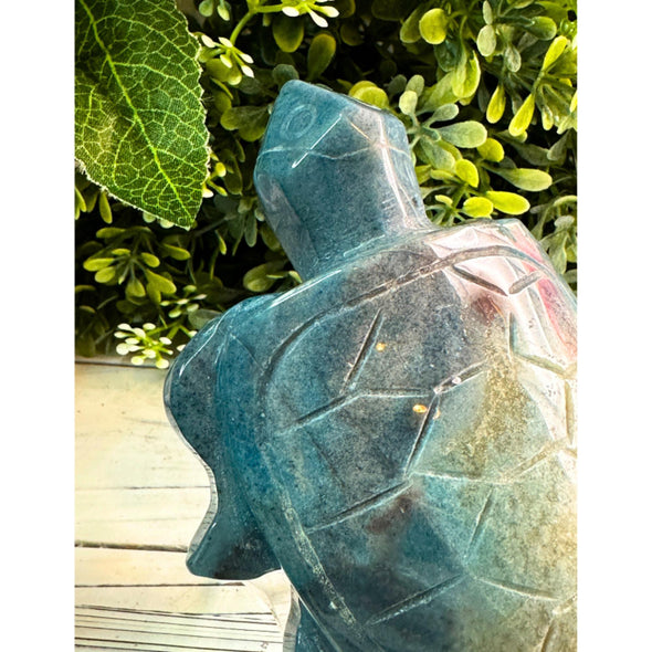 Blue Trolleite Sea Turtle Carving