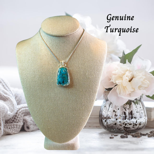 Genuine Turquoise Pendant Necklace