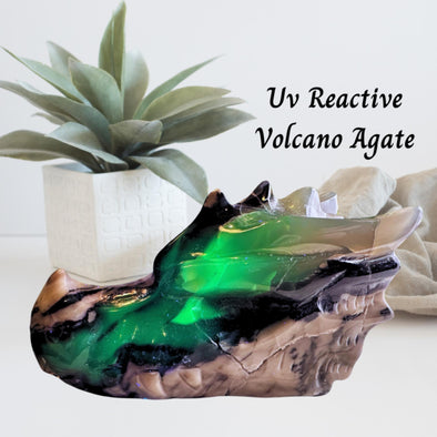 Volcano Agate Crystal Dragon Head Carving