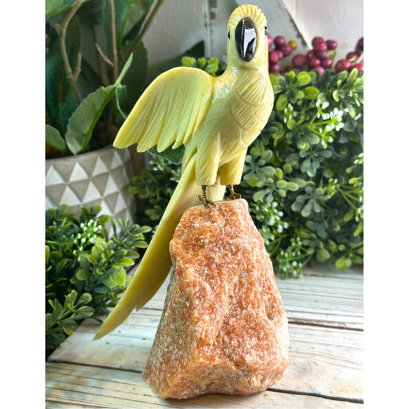 Yellow Jade Crystal Bird Sculpture