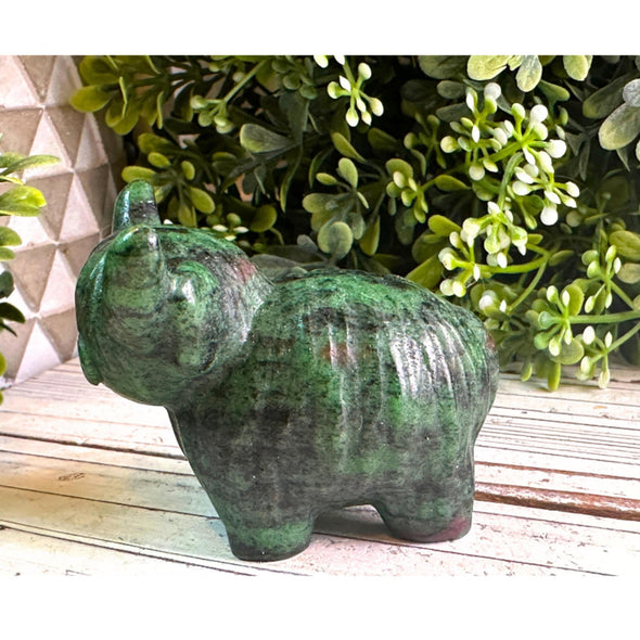 Handmade Ruby Zoisite Hyland Cow Figurine