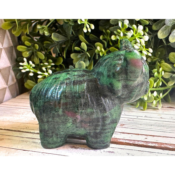 Handmade Ruby Zoisite Hyland Cow Figurine