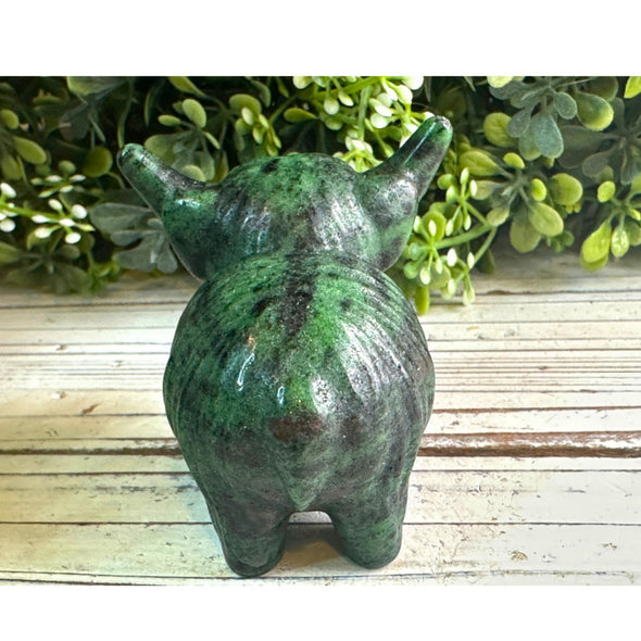 Handmade Ruby Zoisite Hyland Cow Figurine